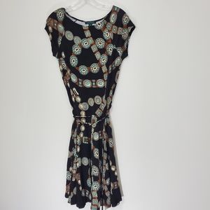 Lauren Ralph Lauren Black and Blue Patterned Dress